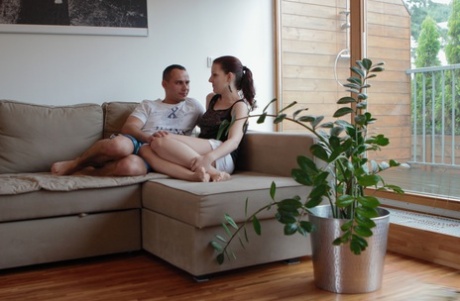 Hot Ilona has sex with an old fat man while her boyfriend is watching